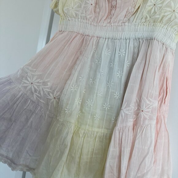 NWT LoveShackFancy Tomasina Mini Dress Tie Dye Multi Embroidered Size Medium - Picture 11 of 11